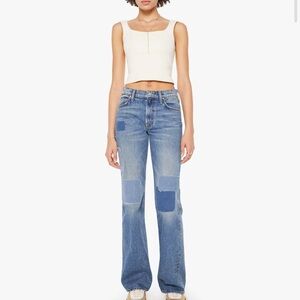 NWT Mother denim the bookie heel. Women's Blue Patchwork Jeans size 34